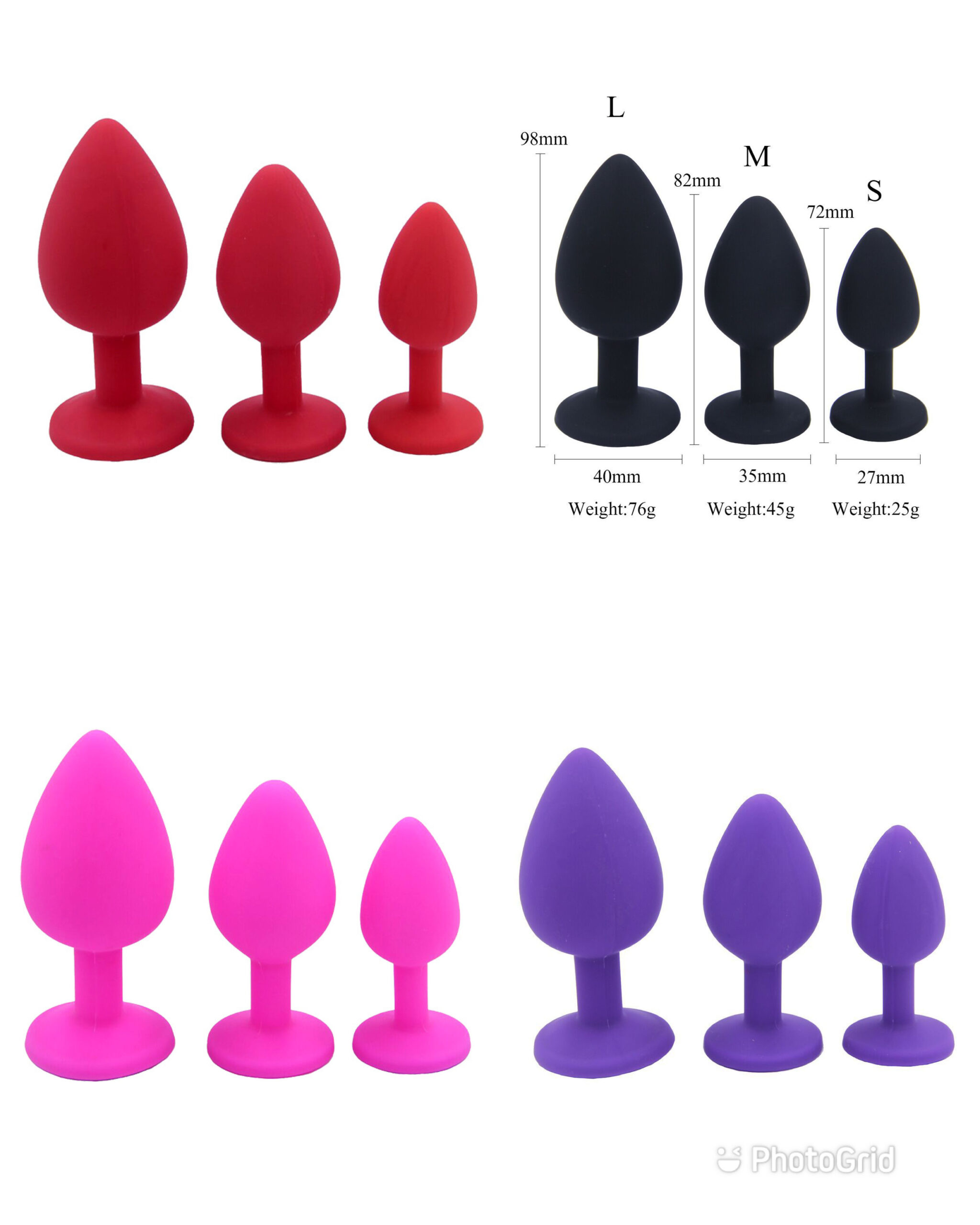 silicone metal plug 4 colors 3 sizes avaiable