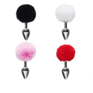 rabbit tail metal anal plug lovely dress anus toys